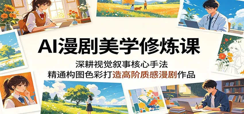 AI漫剧美学修炼课：深耕视觉叙事核心手法，精通构图色彩打造高阶质感漫剧作品 - 渡客网创