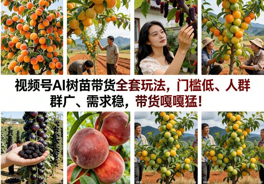 视频号AI树苗带货全套玩法，门槛低、人群广、需求稳，带货嘎嘎猛！(更新0426) - 渡客网创