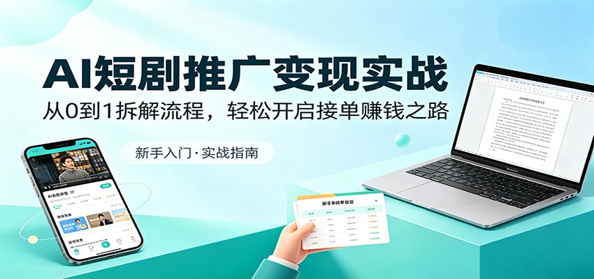 AI短剧推广变现实战：从0到1拆解流程，轻松开启接单赚钱之路 - 渡客网创