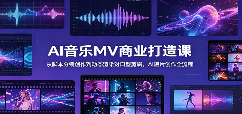 AI音乐MV商业打造课：从脚本分镜创作到动态渲染对口型剪辑，AI短片创作全流程 - 渡客网创