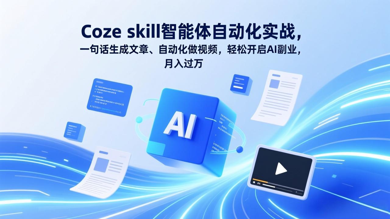 Coze skill智能体自动化实战，一句话生成文章、自动化做视频，轻松开启AI副业，月入过万 - 渡客网创