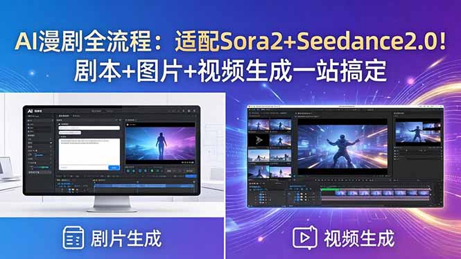 AI漫剧全流程：适配Sora2+Seedance2.0！剧本+图片+视频生成一站搞定 - 渡客网创