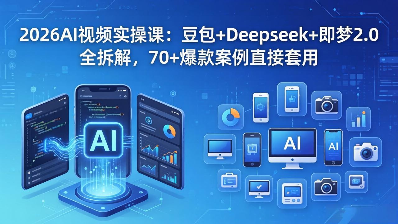 2026AI视频实操课：豆包+Deepseek+即梦2.0全拆解，70+爆款案例直接套用 - 渡客网创