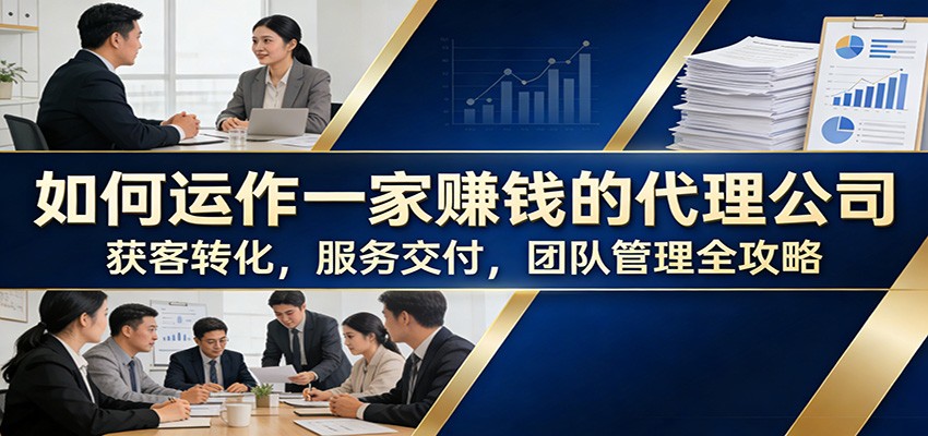 如何运作一家赚钱的代理公司：获客转化，服务交付，团队管理全攻略 - 渡客网创