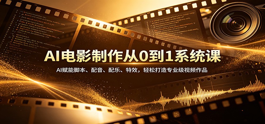 AI电影制作从0到1系统课：AI赋能脚本、配音、配乐、特效，轻松打造专业级视频作品 - 渡客网创