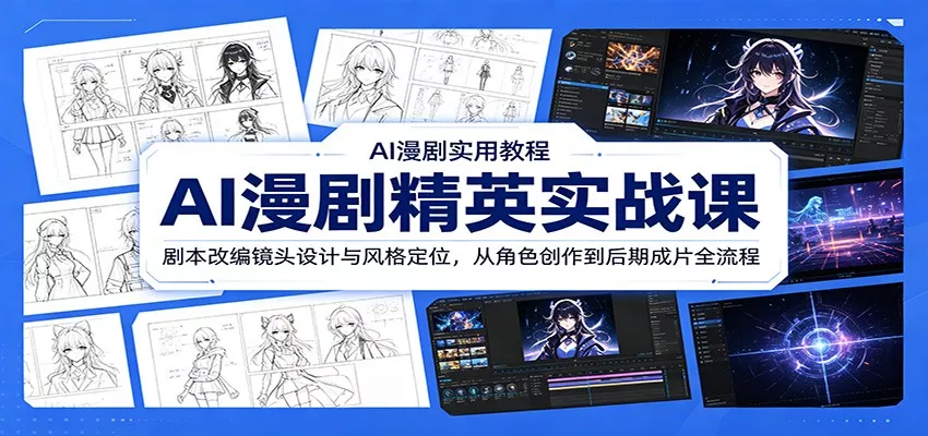 AI漫剧精英实战课：剧本改编镜头设计与风格定位，从角色创作到后期成片全流程 - 渡客网创