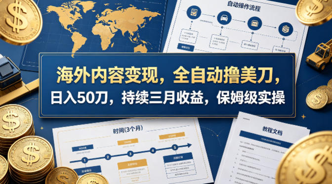 海外内容变现，全自动撸美刀，日入50刀，持续三月收益，保姆级实操【揭秘】 - 渡客网创
