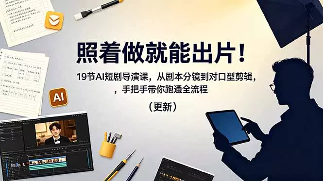 照着做就能出片！19节AI短剧导演课，从剧本分镜到对口型剪辑，手把手带你跑通全流程(更新 - 渡客网创