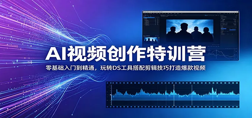 AI视频创作特训营：零基础入门到精通，玩转DS工具搭配剪辑技巧打造爆款视频 - 渡客网创