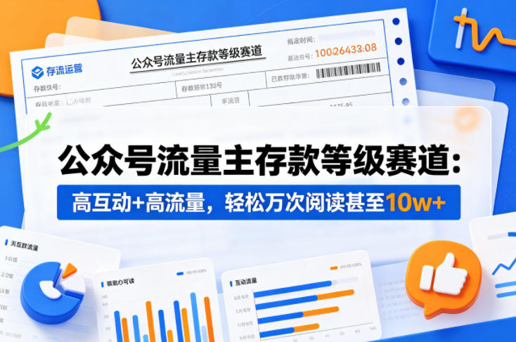 公众号流量主之存款等级赛道，高互动+高流量，轻松达到万次阅读，甚至10w+ - 渡客网创