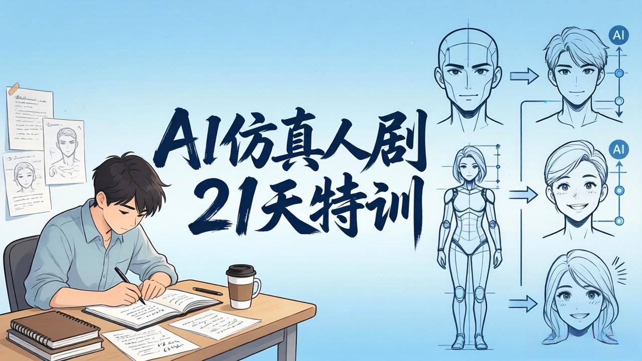 AI仿真人剧21天特训-更新：从剧本到成片全流程实战，掌握角色一致性与变现方法 - 渡客网创