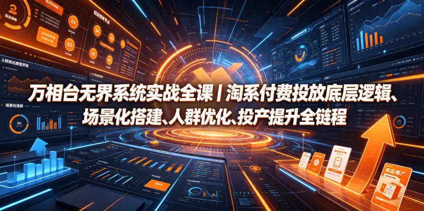 万相台无界系统实战全课｜淘系付费投放底层逻辑、场景化搭建、人群优化、投产提升全链路运营教程 - 渡客网创