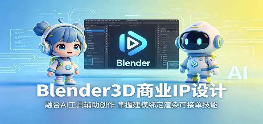 Blender3D商业IP设计：融合AI工具辅助创作，掌握建模绑定渲染可接单技能 - 渡客网创