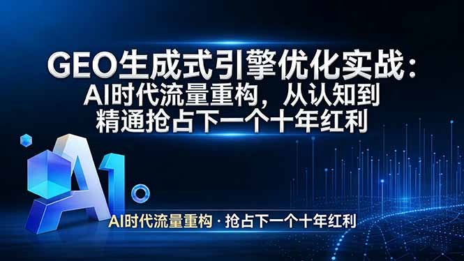 GEO 生成式引擎优化实战：AI时代流量重构，从认知到精通抢占下一个十年红利 - 渡客网创