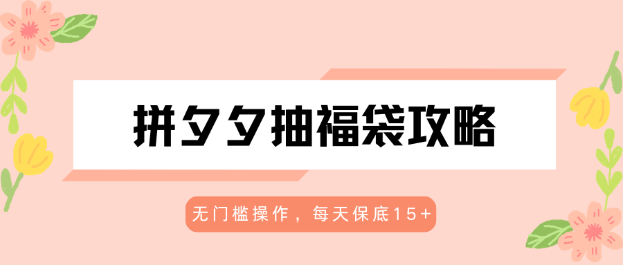 拼夕夕抽福袋攻略，无门槛操作，每天保底15+ - 渡客网创