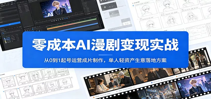 零成本AI漫剧变现实战：从0到1起号运营成片制作，单人轻资产生意落地方案 - 渡客网创