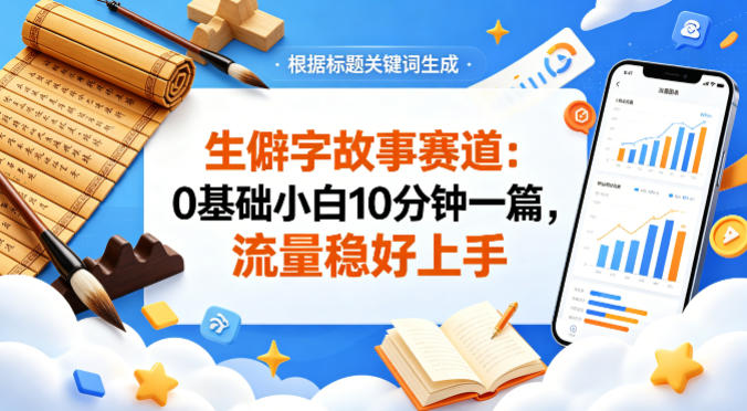 公众号流量主——生僻字故事赛道，流量稳，好上手，0基础小白也能10分钟一篇 - 渡客网创