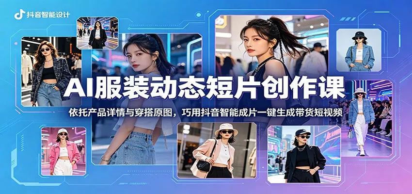 AI服装动态短片创作课：依托产品详情与穿搭原图，巧用抖音智能成片一键生成带货短视频 - 渡客网创