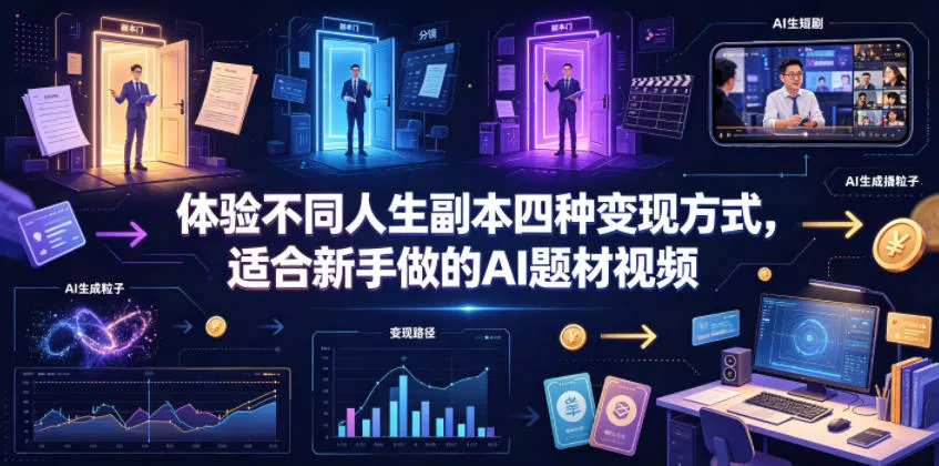 体验不同人生副本四种变现方式，适合新手做的AI题材视频 - 渡客网创