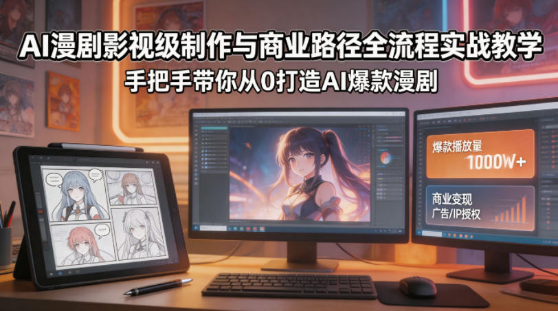 AI漫剧影视级制作与商业路径全流程实战教学，手带你从0打造AI爆款漫剧 - 渡客网创