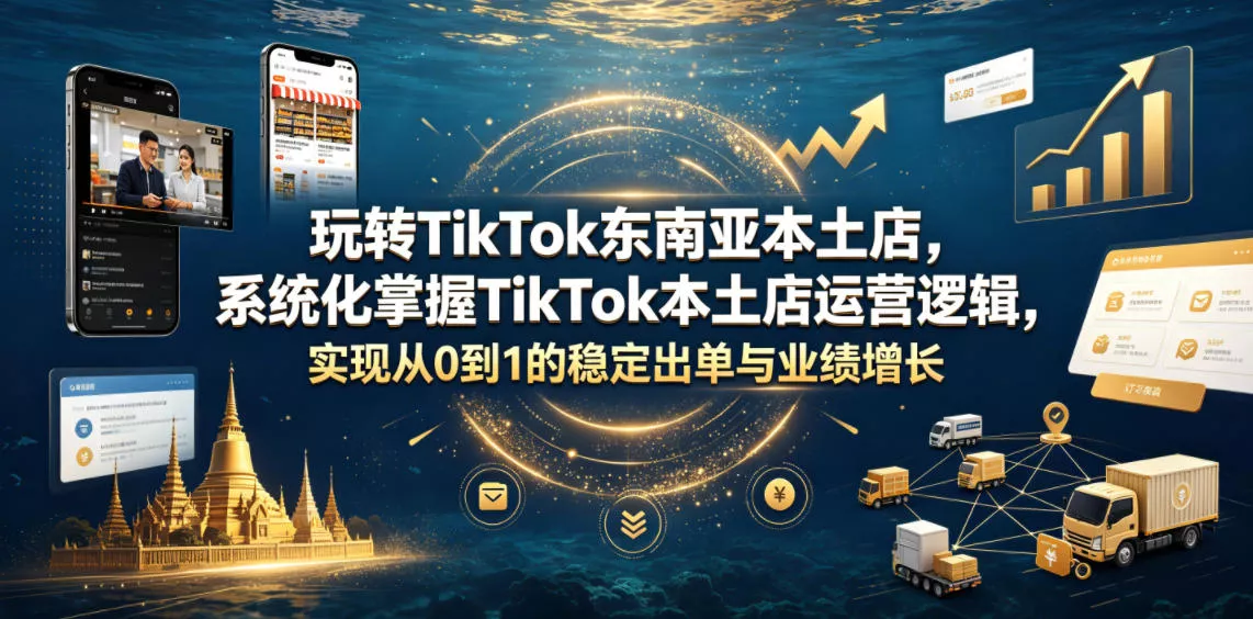 玩转TikTok东南亚本土店，系统化掌握TikTok本土店运营逻辑，实现从0到1的稳定出单与业绩增长 - 渡客网创