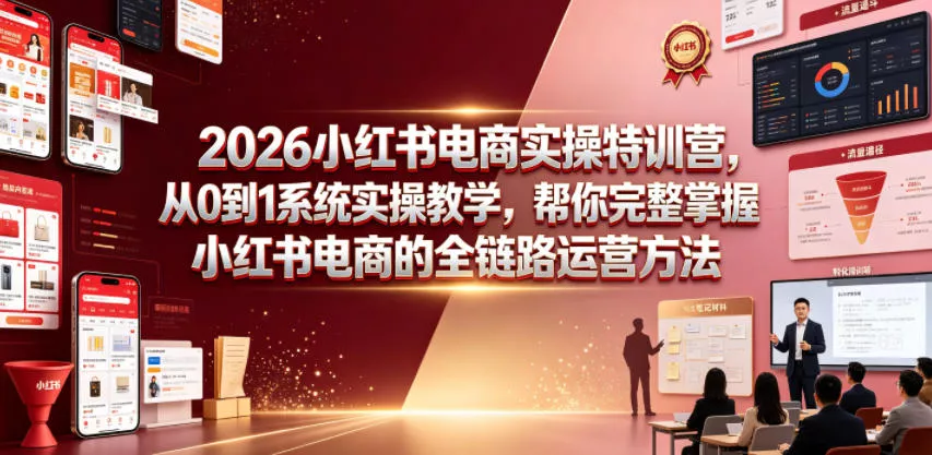 2026小红书电商实操特训营，从0到1系统实操教学，帮你完整掌握小红书电商的全链路运营方法 - 渡客网创