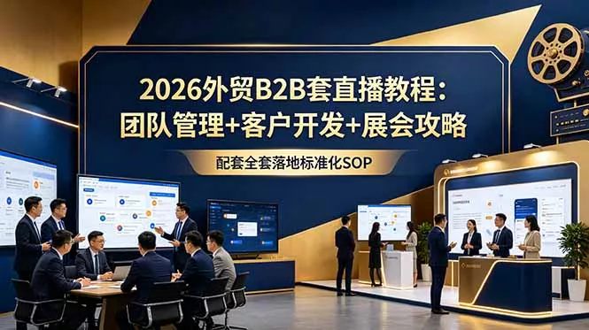 2026外贸B2B套直播教程：团队管理+客户开发+展会攻略，配套全套落地标准化SOP - 渡客网创