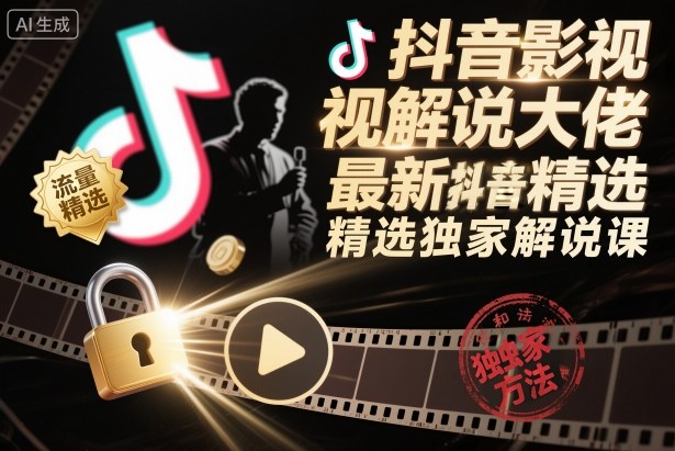 抖音影视解说大佬最新抖音进精选和独家方法，精选独家解说课(更新26年3月) - 渡客网创