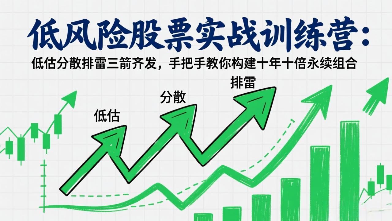低风险股票实战训练营：低估分散排雷三箭齐发，手把手教你构建十年十倍永续组合 - 渡客网创