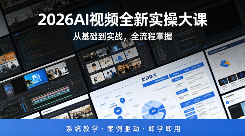 2026AI视频全新实操大课，从基础到实战，全流程掌握，系统教学·案例驱动·即学即用 - 渡客网创