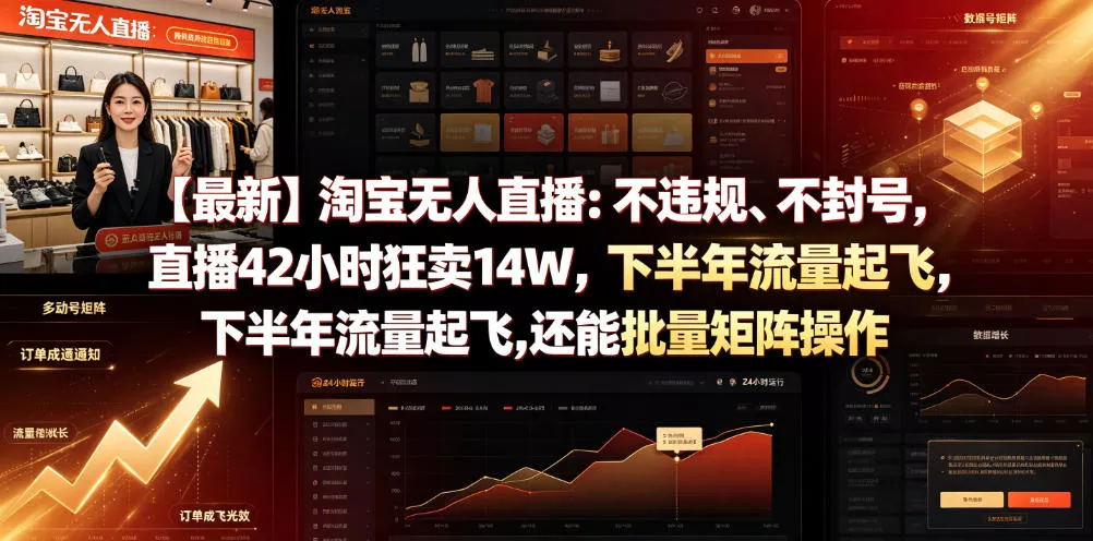 【最新】淘宝无人直播：不违规、不封号，直播42小时狂卖14W，下半年流量起飞，还能批量矩阵操作【揭秘】 - 渡客网创