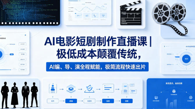 AI电影短剧制作直播课｜极低成本颠覆传统，AI编、导、演全程赋能，极简流程快速出片 - 渡客网创