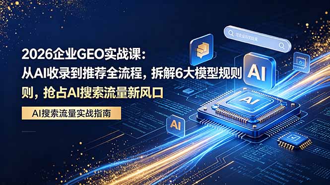 2026 企业GEO实战课：从AI收录到推荐全流程，拆解6大模型规则，抢占 AI 搜索流量新风口 - 渡客网创