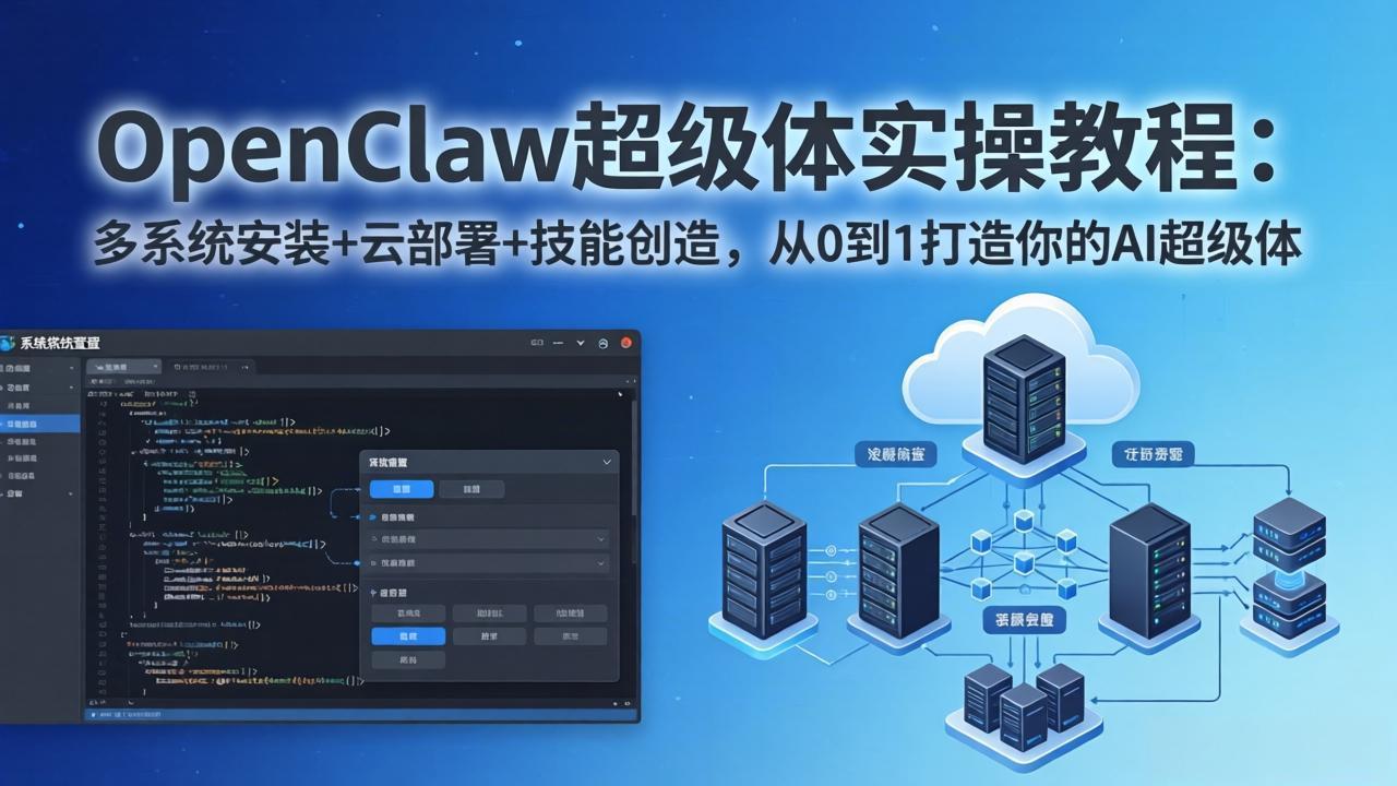 OpenClaw-小龙虾 超级体实操教程：多系统安装+云部署+技能创造，从0到1打造你的AI超级体 - 渡客网创