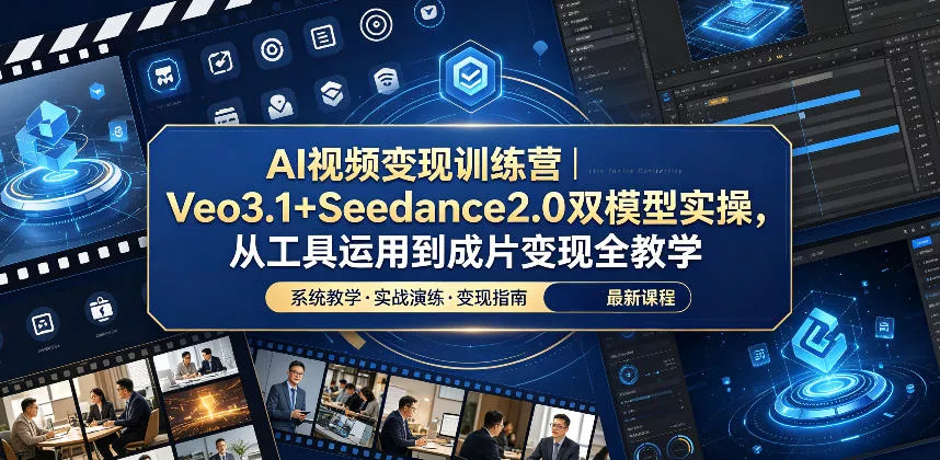 AI视频变现训练营｜Veo3.1+Seedance2.0双模型实操，从工具运用到成片变现全教学 - 渡客网创