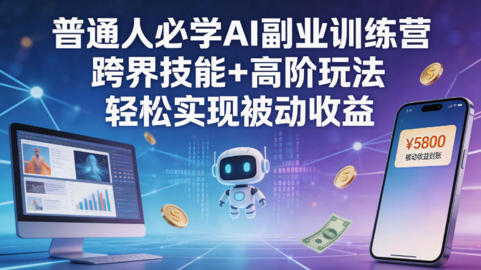 普通人必学AI副业训练营跨界技能+高阶玩法轻松实现被动收益 - 渡客网创