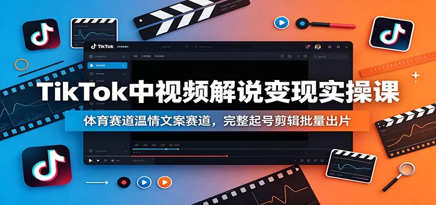 TikTok中视频解说变现实操课：体育赛道温情文案赛道，完整起号剪辑批量出片 - 渡客网创