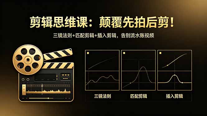 剪辑思维课：颠覆先拍后剪！三镜法则+匹配剪辑+插入剪辑，告别流水账视频 - 渡客网创