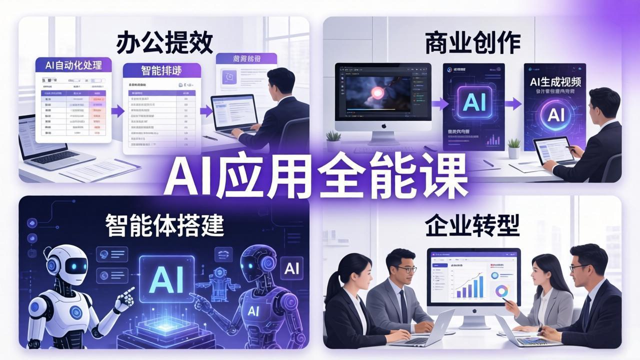 AIGC 应用师全能课-更新：办公提效、商业创作、智能体搭建、企业转型，一站式学会AI应用 - 渡客网创