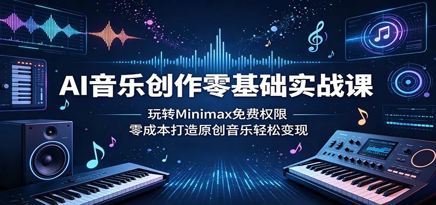 AI音乐创作零基础实战课：玩转Minimax免费权限，零成本打造原创音乐轻松变现 - 渡客网创