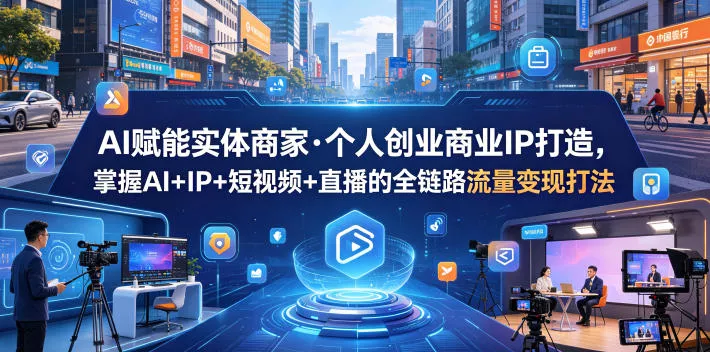 AI赋能实体商家·个人创业商业IP打造，掌握AI+IP+短视频+直播的全链路流量变现打法 - 渡客网创