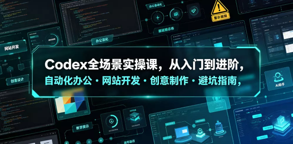 Codex全场景实操课，从入门到进阶，自动化办公・网站开发・创意制作・避坑指南，全流程教学 - 渡客网创