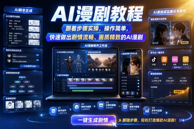 AI漫剧教程，跟着步骤实操，操作简单，快速做出剧情流畅、画质精致的AI漫剧 - 渡客网创