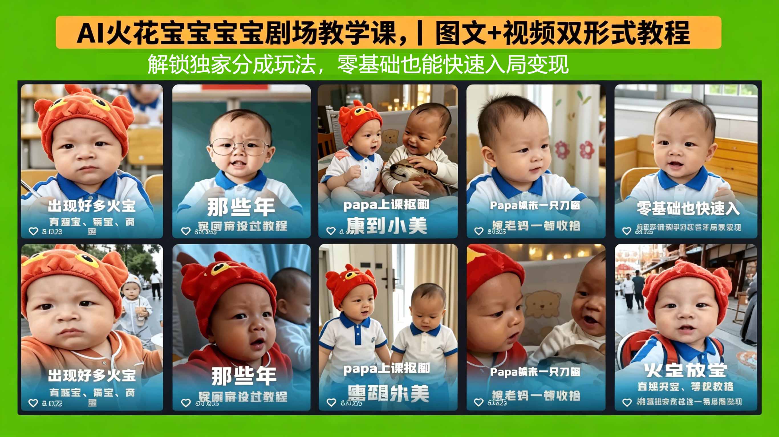 AI火花宝宝宝宝剧场教学课，图文+视频双形式教程，解锁独家分成玩法，零基础也能快速入局变现 - 渡客网创