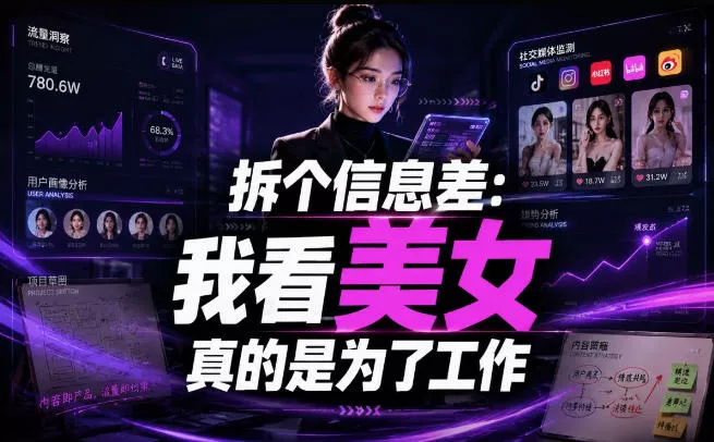 【理直气壮】我给看美女找了一个非常恰当的理由，信息差项目 - 渡客网创