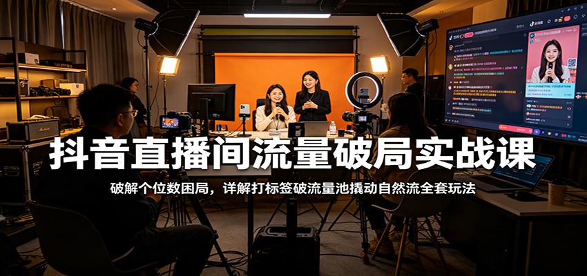抖音直播间流量破局实战课：破解个位数困局，详解打标签破流量池撬动自然流全套玩法 - 渡客网创