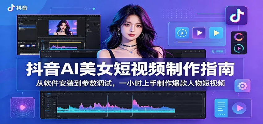 抖音AI美女短视频制作指南：从软件安装到参数调试，一小时上手制作爆款人物短视频 - 渡客网创