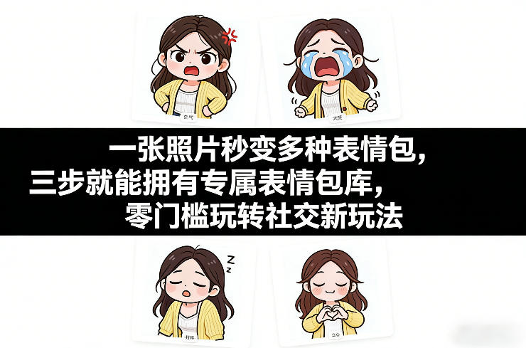 一张照片秒变多种表情包，三步就能拥有专属表情包库，零门槛玩转社交新玩法【文档】 - 渡客网创