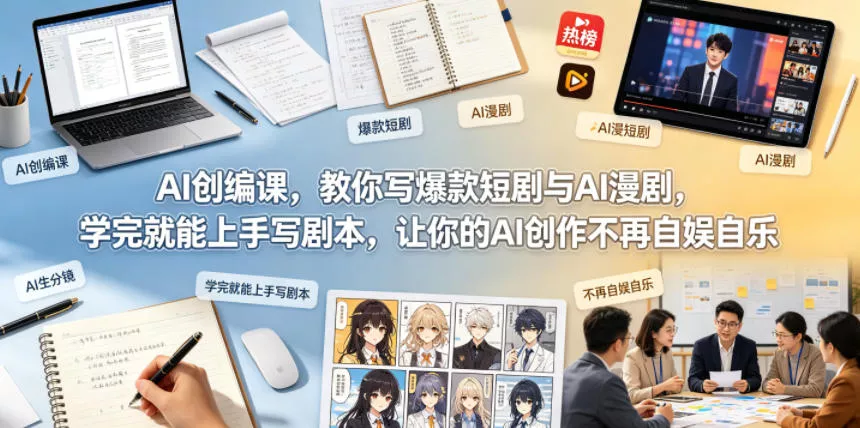 AI创编课，教你写爆款短剧与AI漫剧，学完就能上手写剧本，让你的AI创作不再自娱自乐(更新0521) - 渡客网创