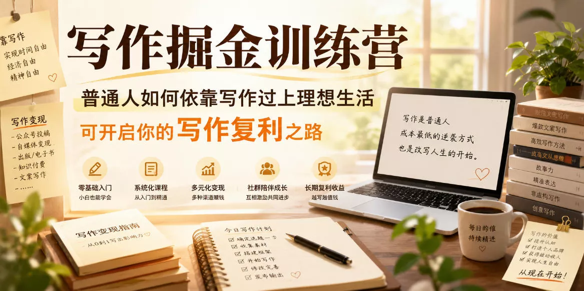 写作掘金训练营，普通人如何依靠写作过上理想生活，可开启你的写作复利之路(更新6月) - 渡客网创